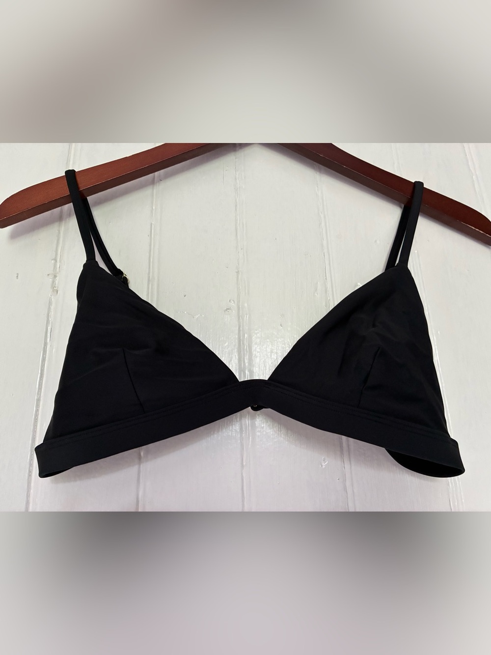Summersalt Classic Triangle Bikini Top, Solid Black, Gold Hardware, sz 6